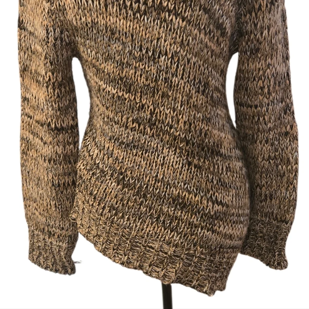 Vintage Necessary Objects Knit Brown Asymetric Turtleneck Sweater Sz M